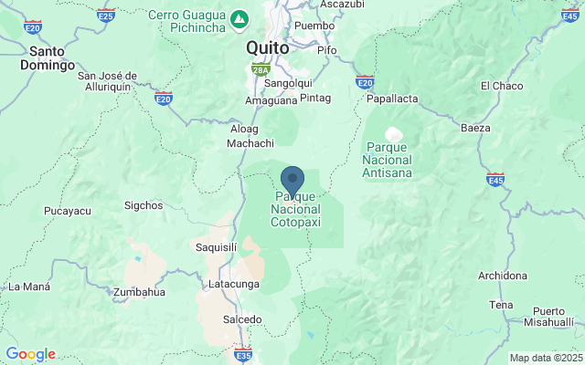 Kaart met locatie Cotopaxi National Park